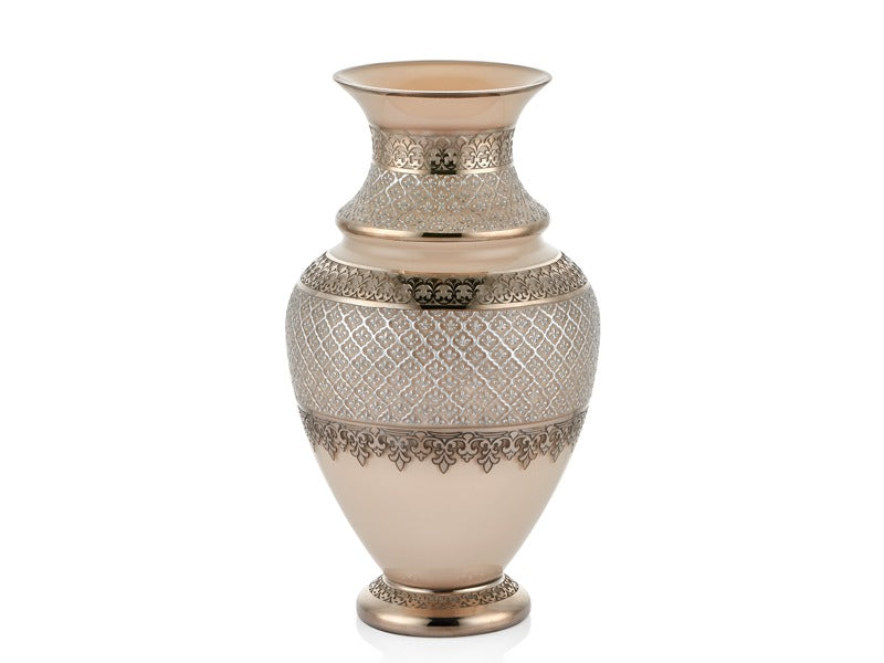 Zişan Desenli Platin Kaplama Büyük Dekoratif Vazo