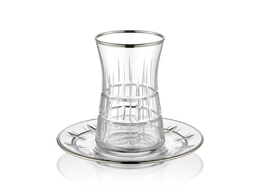 Melisa Gümüş Yaldızlı Klasik Çay Bardağı Seti