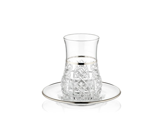 Paris Kristal Platin Yaldızlı Çay Bardağı