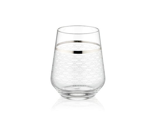 Smooth Geometrik Desenli Gümüş Yaldızlı Kısa Meşrubat Bardağı