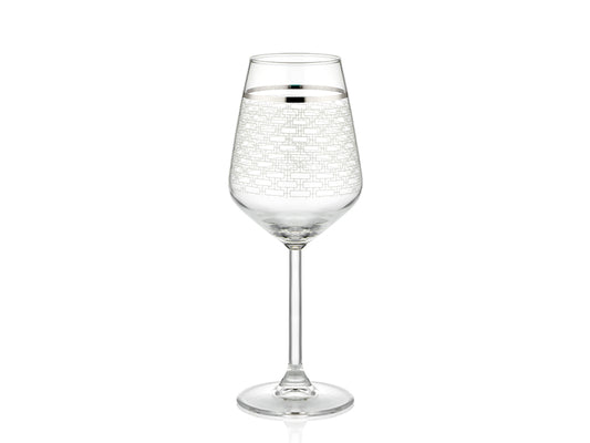 Smooth Geometrik Desenli Gümüş Yaldızlı Şarap Kadehi