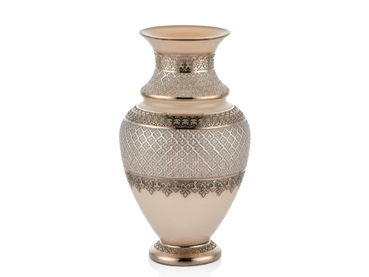 Zişan Desenli Platin Kaplama Büyük Dekoratif Vazo