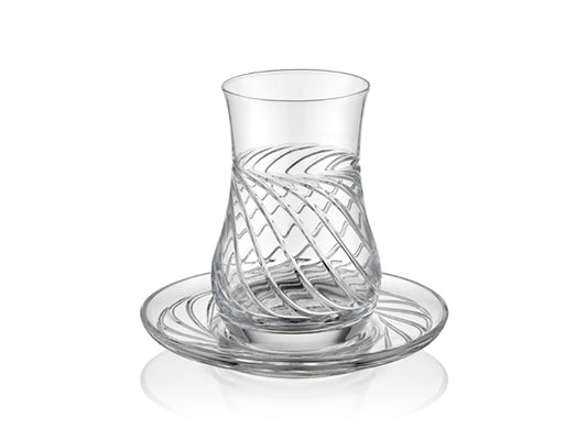 Meltem Kristal Çay Bardağı ve Tabak Seti