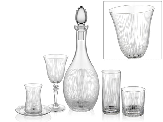 Venüs Ince Çizgi Desenli 5 Parça Cam Set