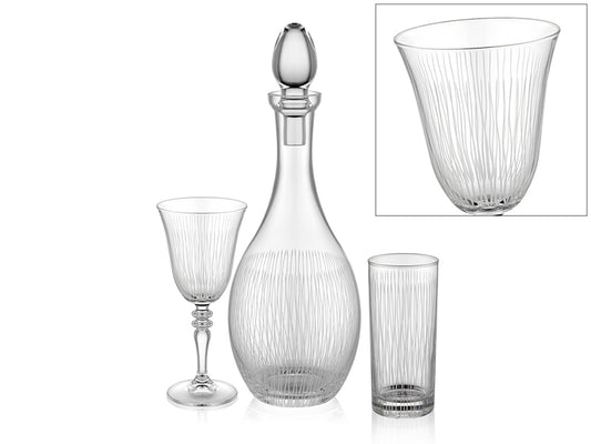 Venüs İnce Çizgi Desenli 3 Parça Cam Set